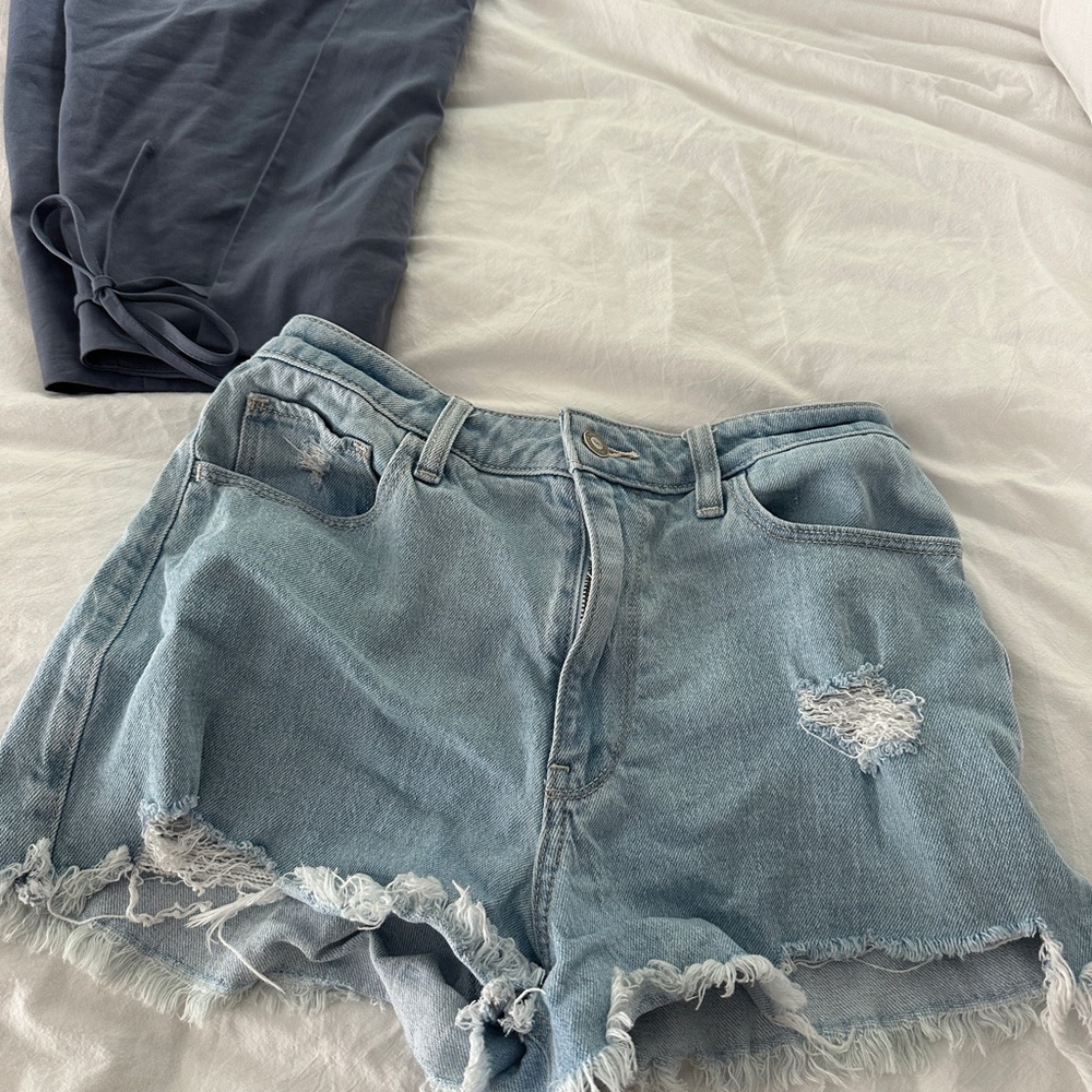 Hollister Light Blue Distressed Jean Shorts